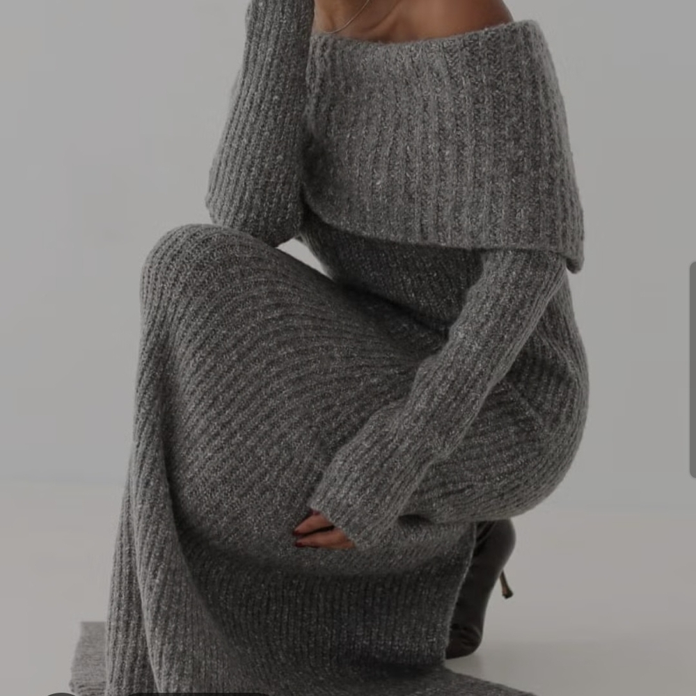 Rumored Gray Off-Shoulder Maxi Dress - Picture 4 of 4